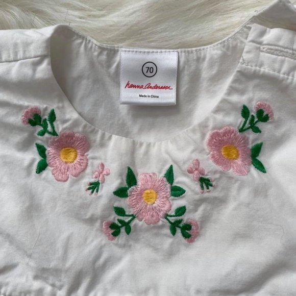 Hanna Andersson Eyelet Drop Dress White and Pink - Picture 2 of 2